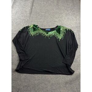 ST & J Group Bali Collection Womens L? Sequined Batwing Knit Blouse Artsy Glitzy